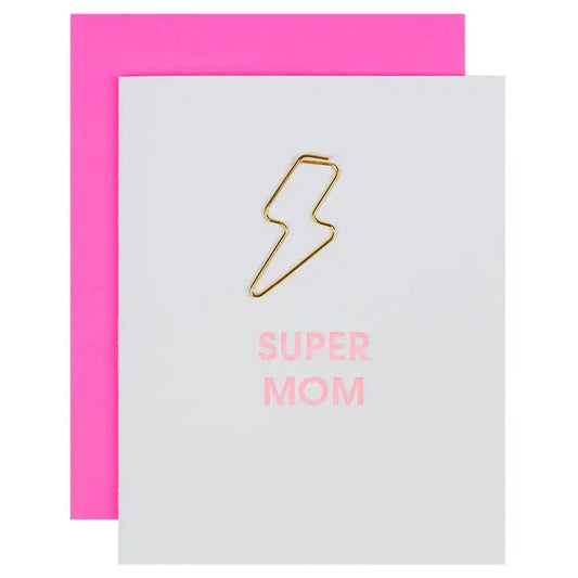 Super Mom - Lightning Bolt Paper Clip Card - Mother's Day The Happy Southerner