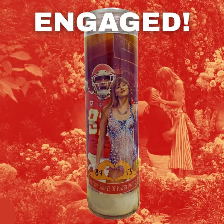 Taylor Swift & Travis Kelce Engaged Altar Candle The Happy Southerner