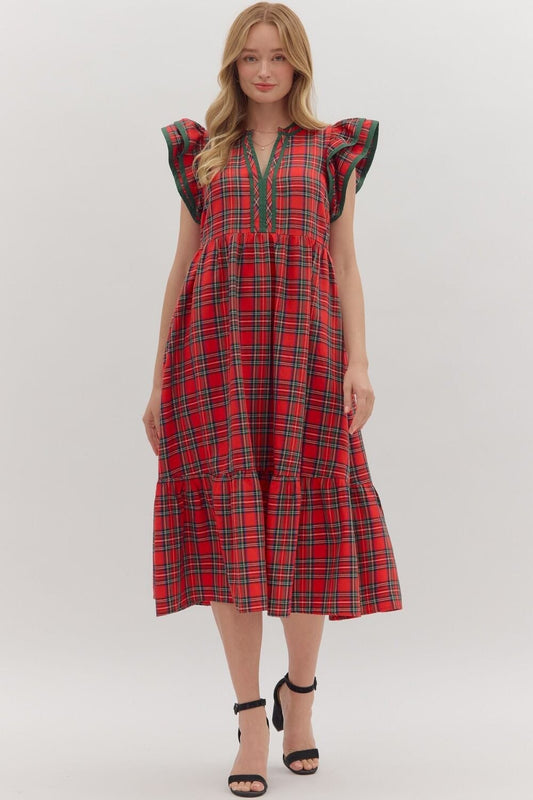 The Merry Plaid Ruffle Dress Red The Happy Southerner