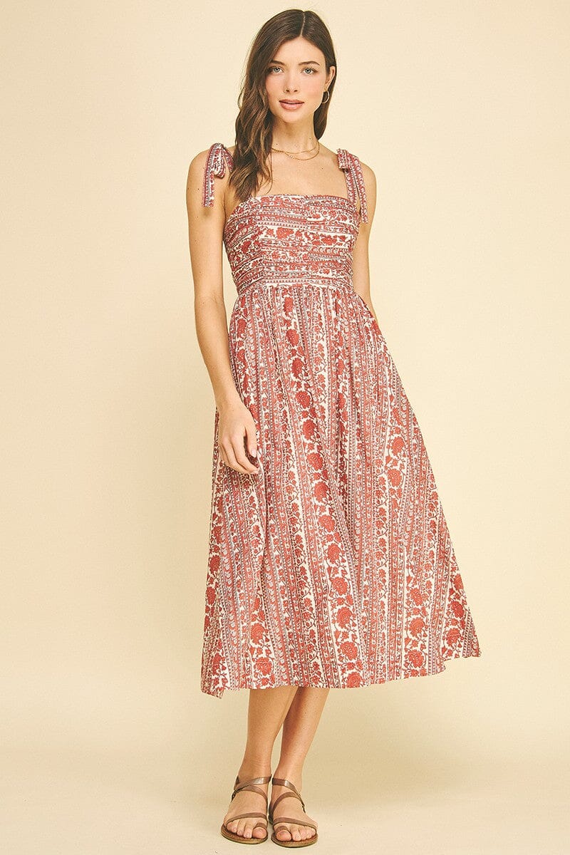 Verdant Charm Midi Dress - Rust The Happy Southerner