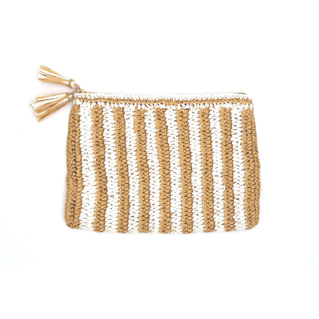 White & Tan Raffia Mahj Bag The Happy Southerner
