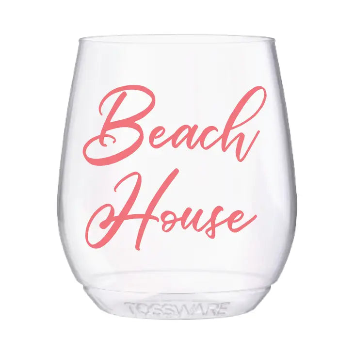 4 Pack - Beach House Stemless Wine Tossware The Happy Southerner