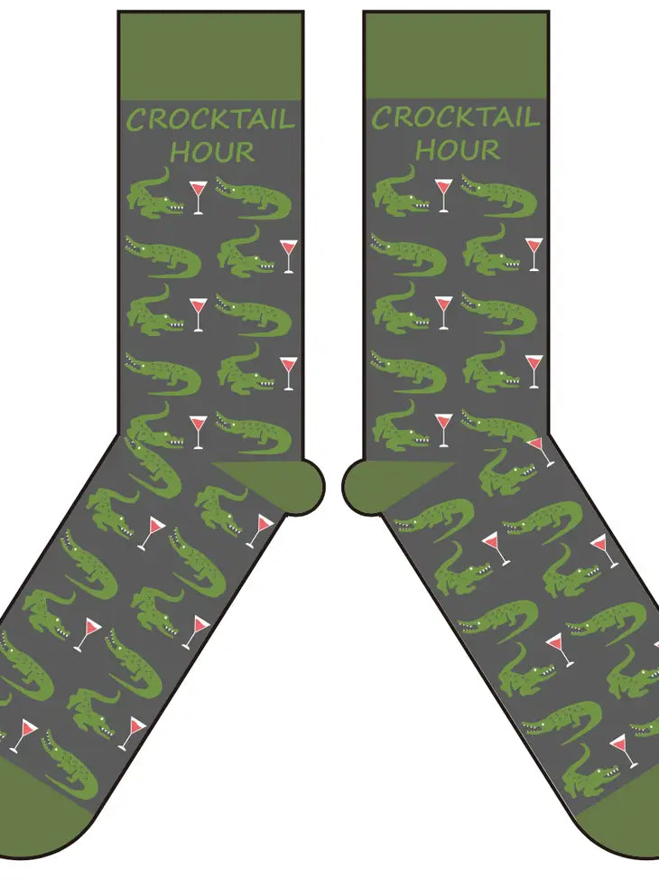Crocktail Hour Socks Alligator Crocodile Drinking Socks The Happy Southerner