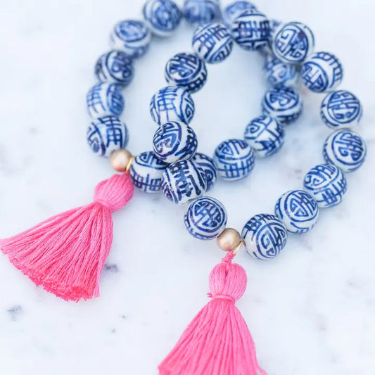 The Percy Tassel Bracelet in Hot Pink