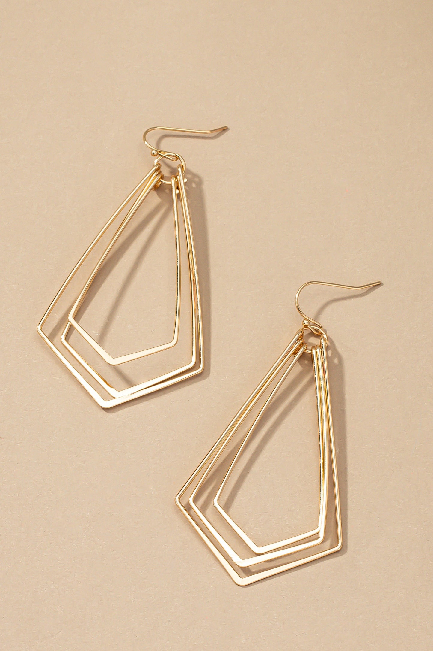 Gold Triangle Hoop Drop Earrings