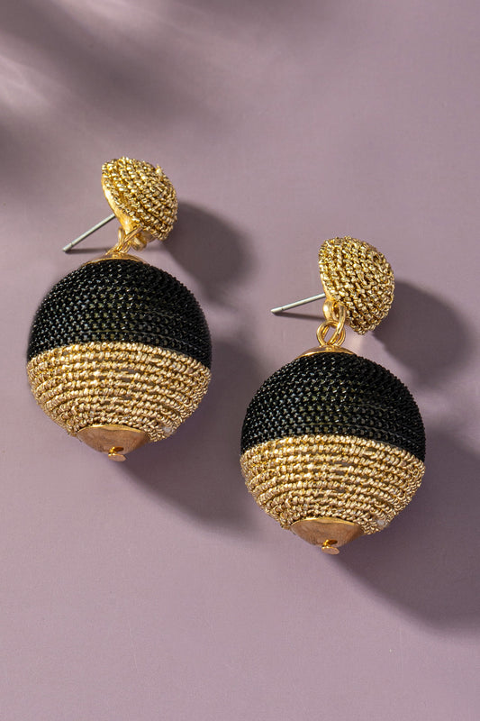 Black Circle Ball Drop Earrings