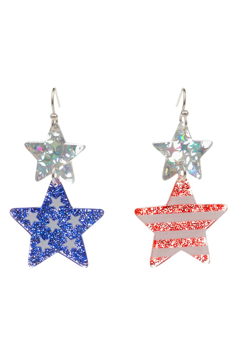 American Flag Star Earrings