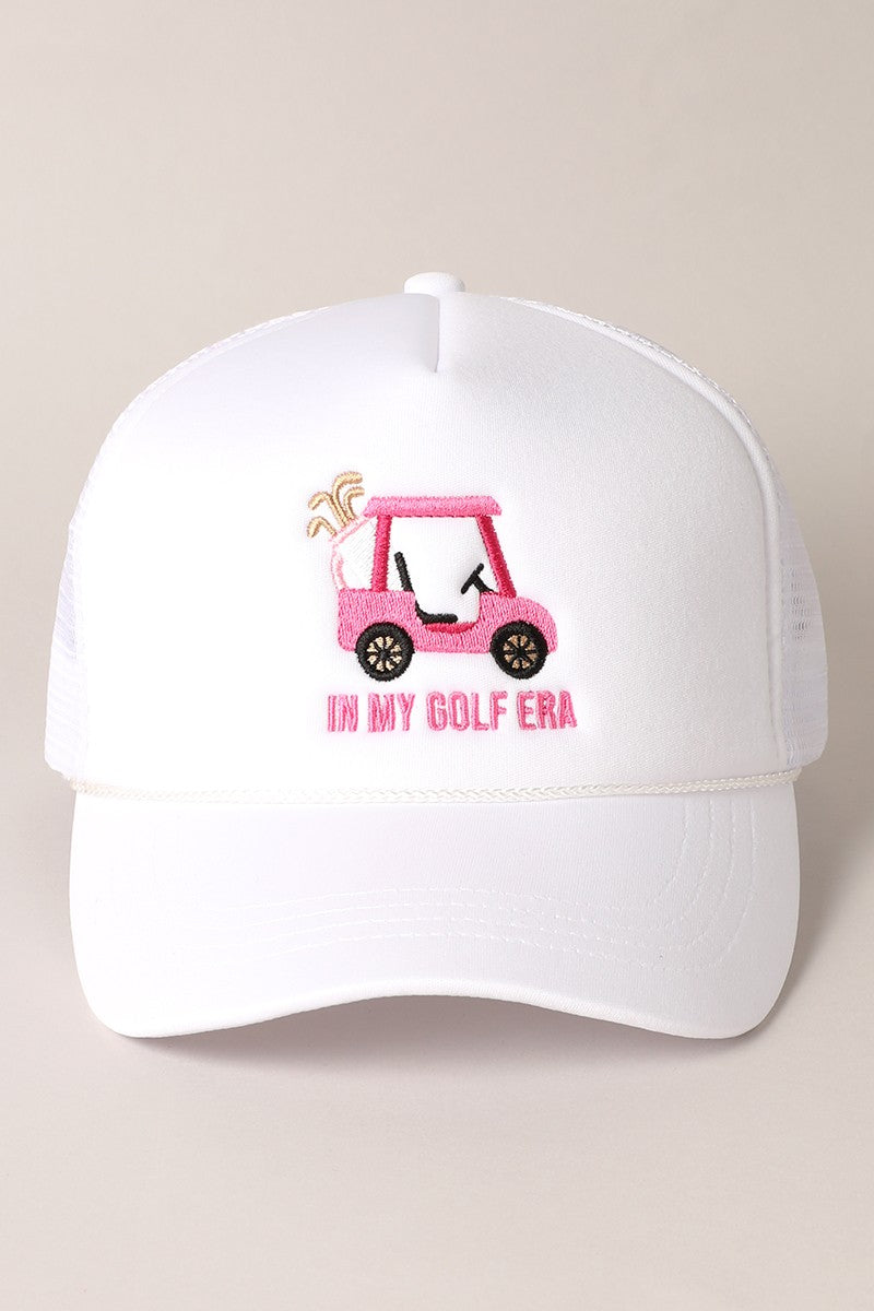 Golf Cart In My Golf Era Embroidery Trucker Hat