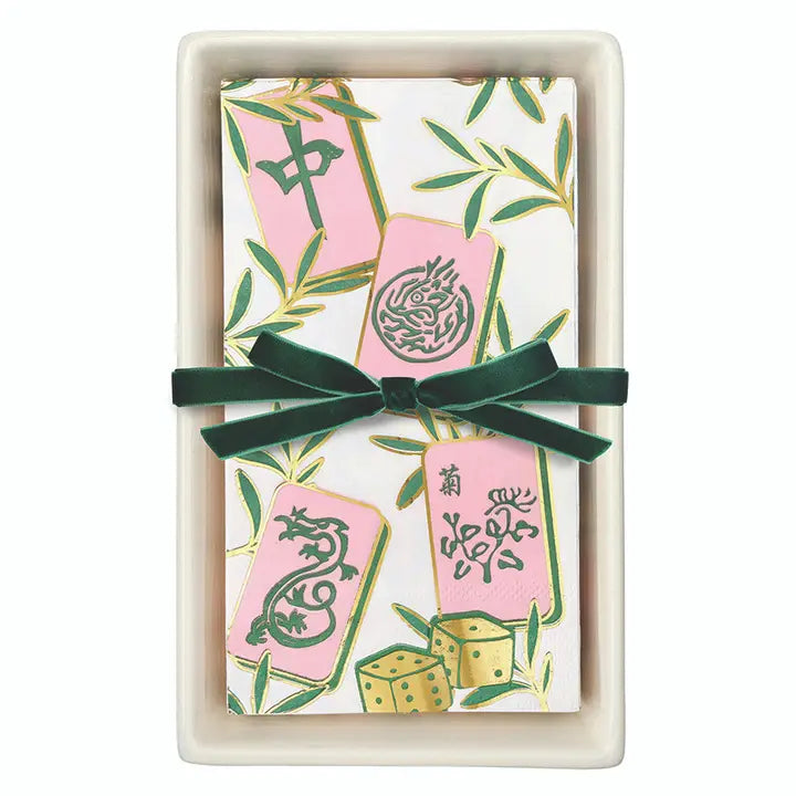 Mahjong Ceramic Guest Napkin Tray