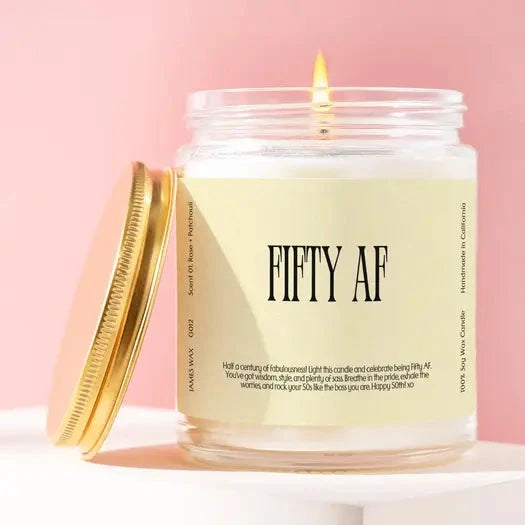 50th Birthday Fifty Af Candle The Happy Southerner 