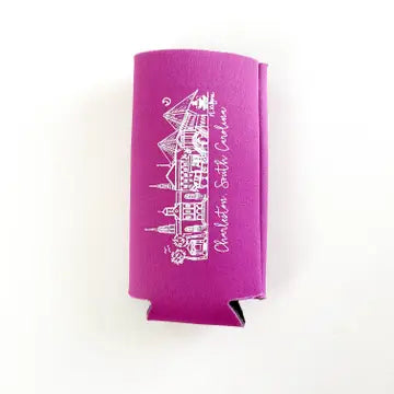 Charleston Rainbow Row Slim Koozie - Purple