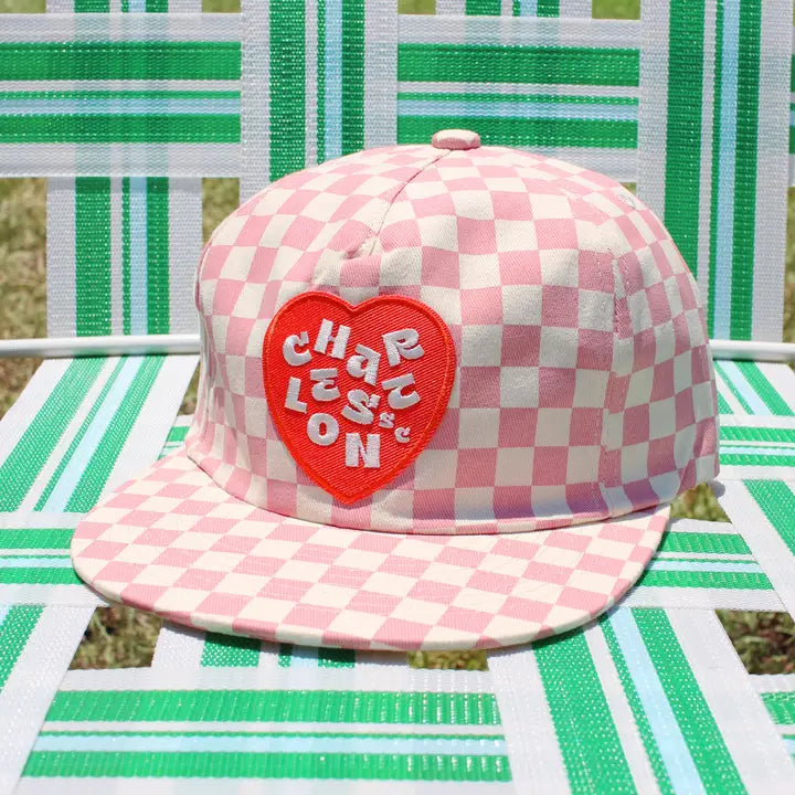 Charleston Heart Pink Checker Hat