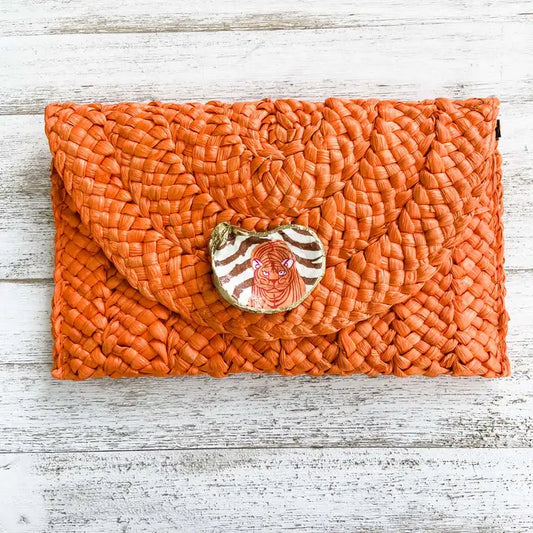 Orange Tiger Oyster Shell Clutch