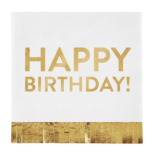 Foil Fringe Napkin- Happy Birthday