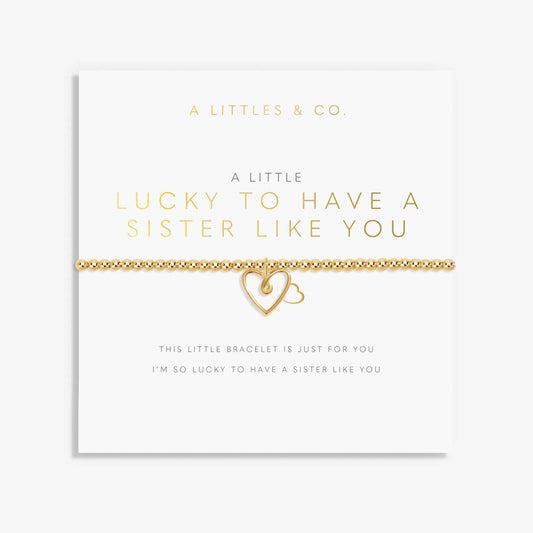 A Little 'Lucky To Have A Sister Like You' Bracelet In Gold-Tone Plating The Happy Southerner 