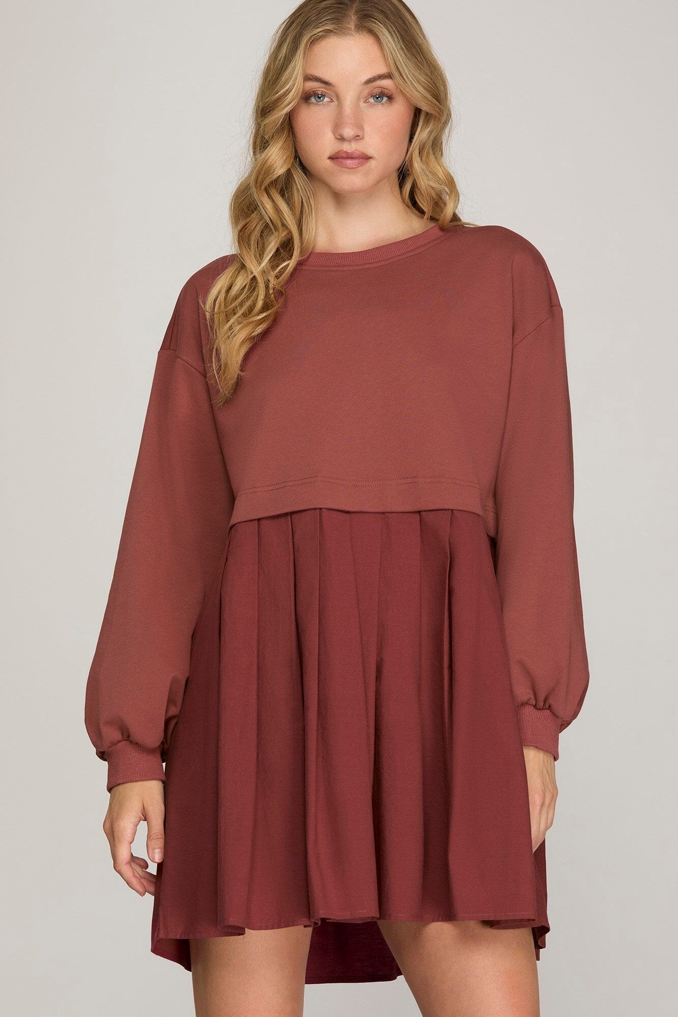 Autumn Ease Sweatshirt Dress - Rust The Happy Southerner 
