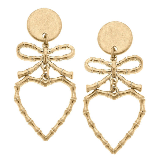 Avie Bamboo Heart & Bow Drop Earrings The Happy Southerner 