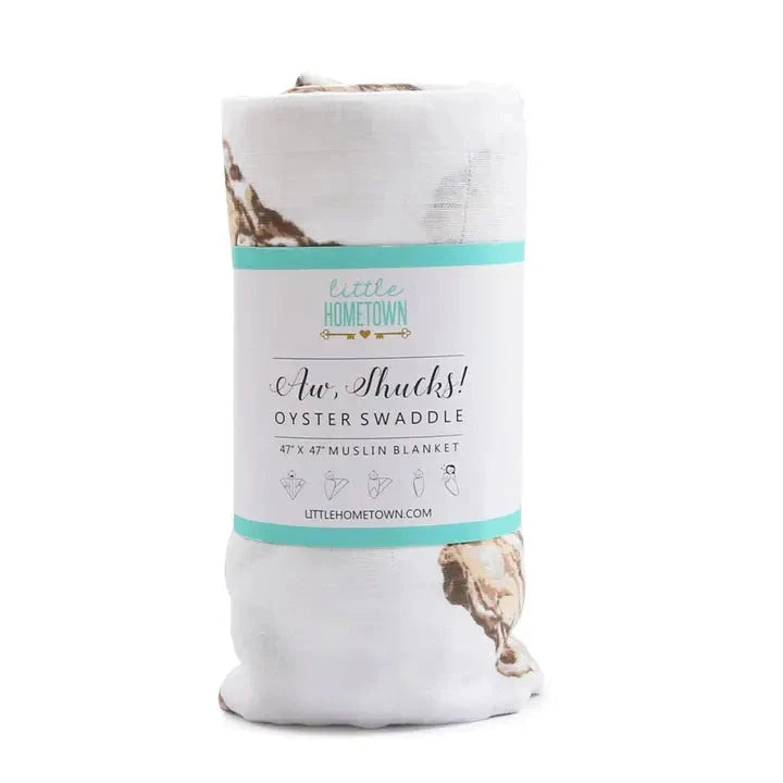 Aw, Shucks! Oyster Baby Muslin Swaddle The Happy Southerner 