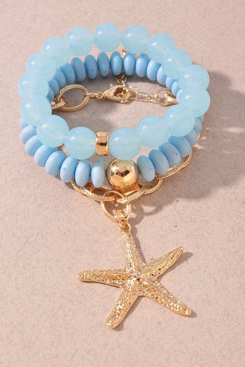 Bead & Chain Starfish Bracelet Set The Happy Southerner Blue 