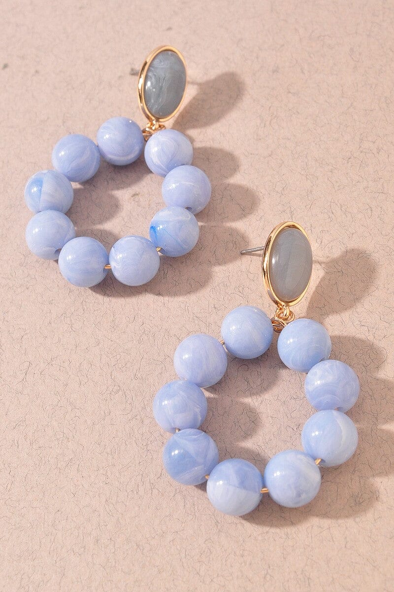 Beaded Circle Drop Earrings The Happy Southerner Blue 