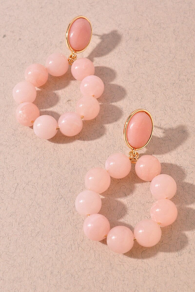 Beaded Circle Drop Earrings The Happy Southerner Pink 