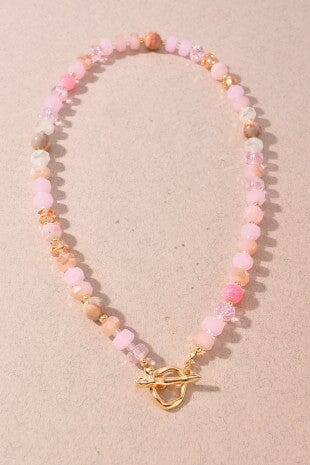Beaded Stone Toggle Necklace The Happy Southerner Pink 
