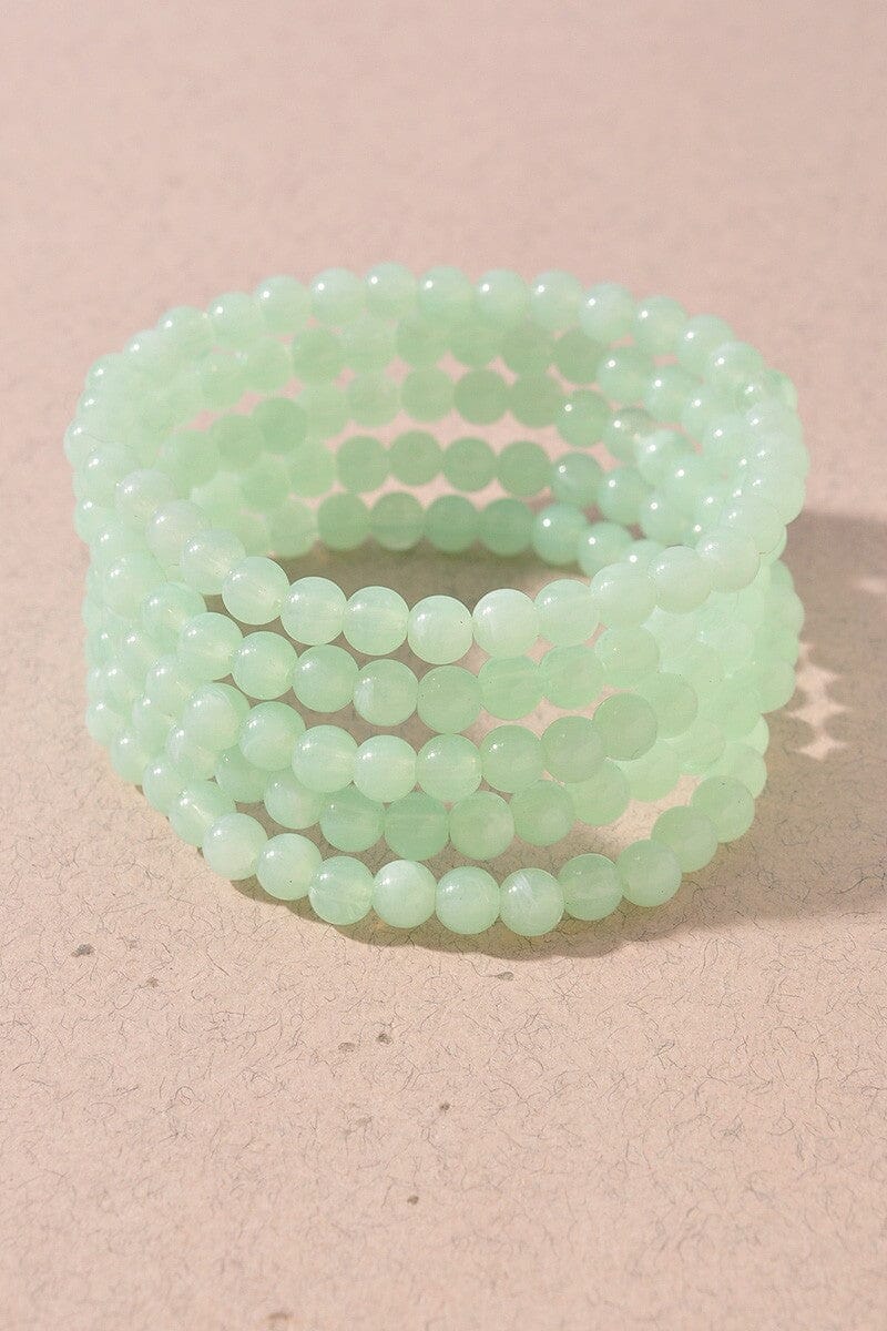 Beaded Stretch Multi Bracelet Set The Happy Southerner Mint 