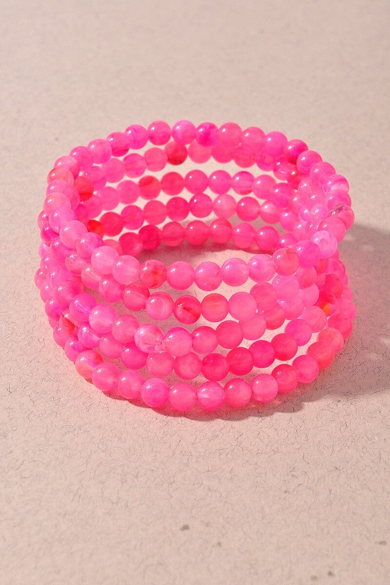 Beaded Stretch Multi Bracelet Set The Happy Southerner Pink 