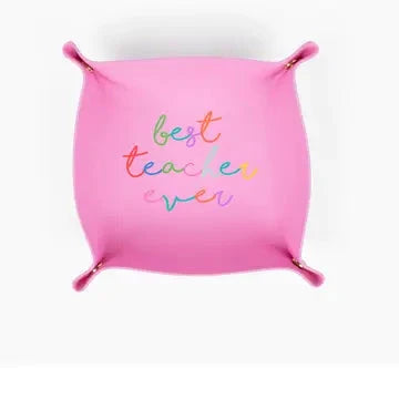Best Teacher Ever Trinket Gift Tray - Pink The Happy Southerner 