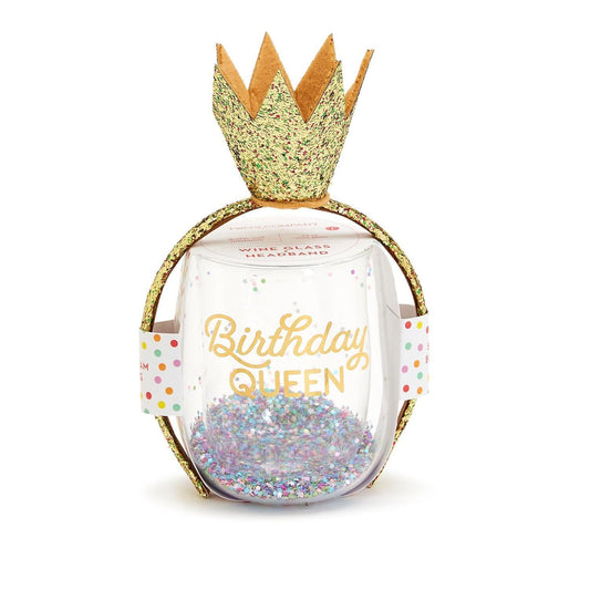 Birthday Queen Double Wall Glitter Stemless Wine Glass The Happy Southerner 