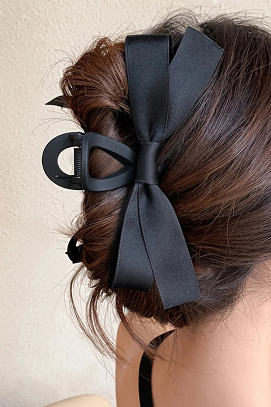 Black Solid Color Ribbon Bow Decor Hair Clip The Happy Southerner 