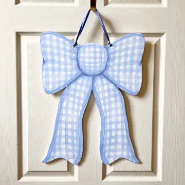 Blue Gingham Bow Door Hanger The Happy Southerner 