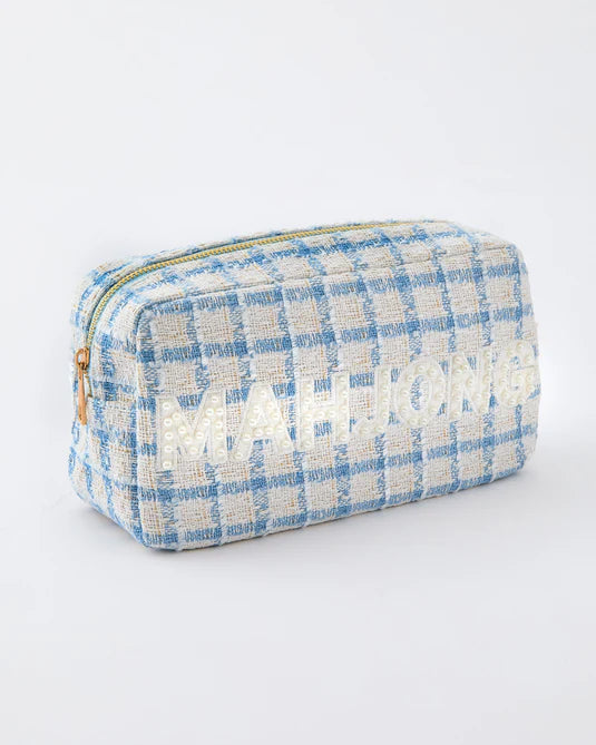 Blue Pearl Mahjong Tweed Pouch The Happy Southerner 