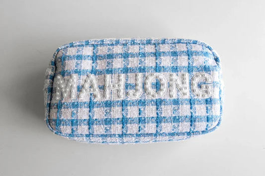 Blue Pearl Mahjong Tweed Pouch The Happy Southerner 