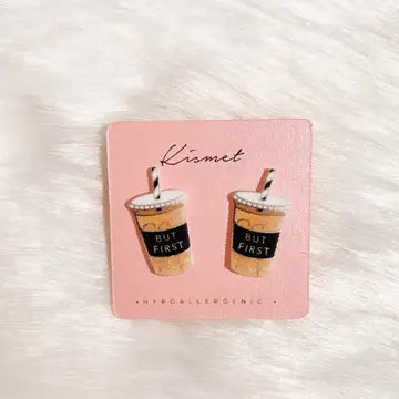 But First Coffee Stud Earrings