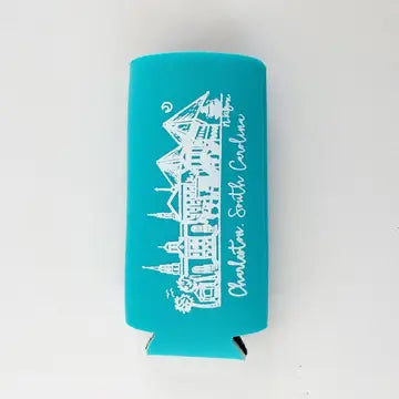 Charleston Rainbow Row Slim Koozie - Turquoise