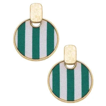 Cabana Stripes Disc Earrings - Green The Happy Southerner 