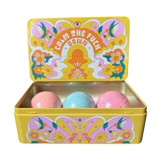 Calm the Fuck Down Bath Bomb Set in Reusable Tin Box The Happy Southerner 