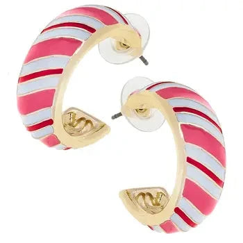Candy Cane Striped Enamel Hoop Earrings The Happy Southerner 
