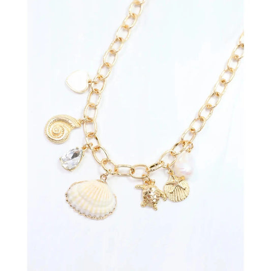 Cape Code Shell Charm Necklace Gold The Happy Southerner 