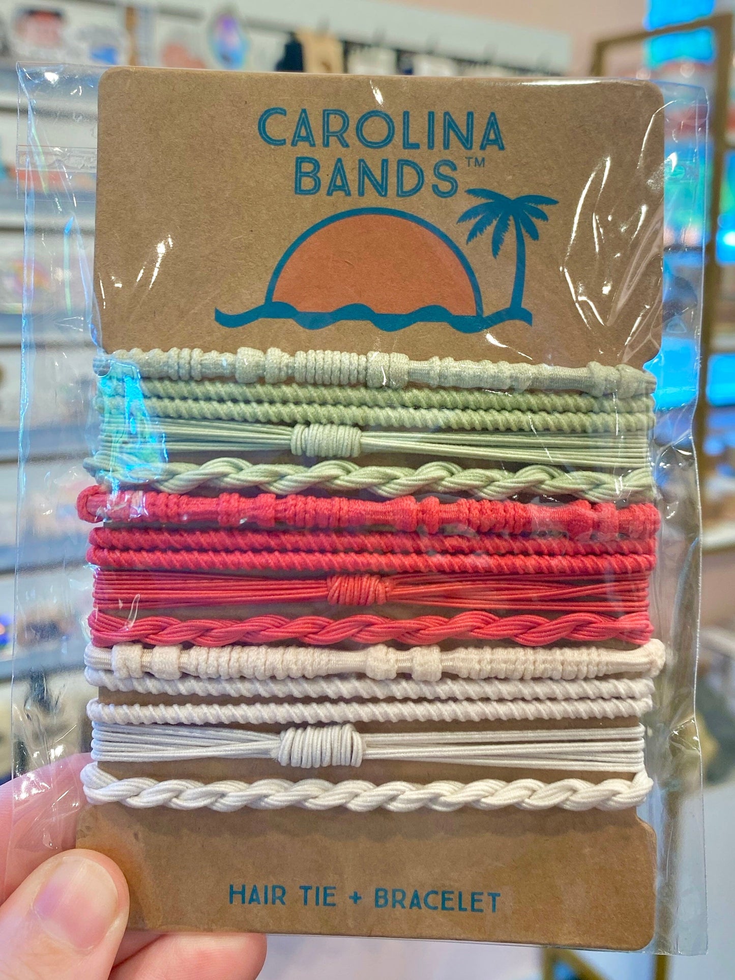 Carolina Bands - Hair Tie & Bracelet - Green & Pink The Happy Southerner 