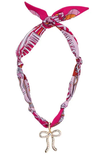 Cassie Pave Bow Scarf Necklace The Happy Southerner 