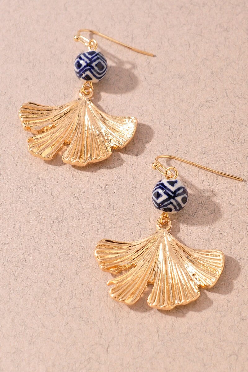 Ceramic Ball Flower Dangle Earring The Happy Southerner Gold 