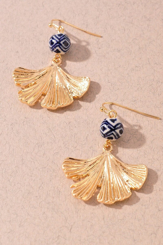 Ceramic Ball Flower Dangle Earring The Happy Southerner Gold 