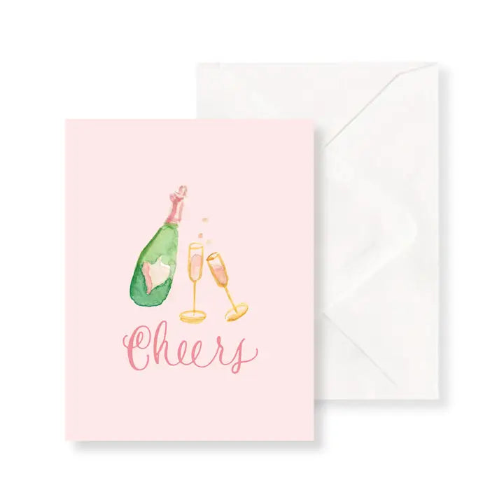 Champagne Cheers Watercolor Greeting Card The Happy Southerner 