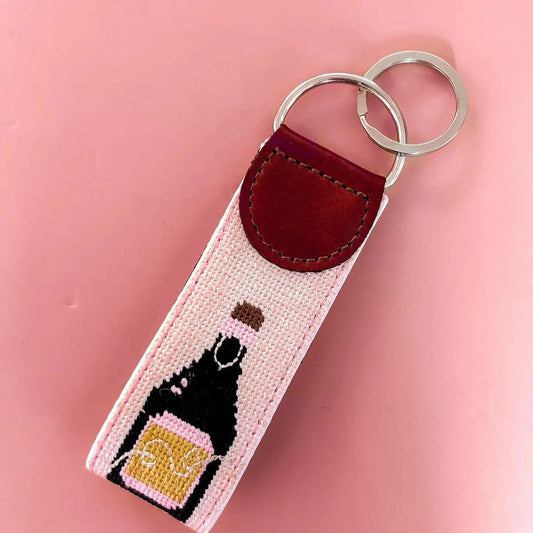Champagne Needlepoint Keychain The Happy Southerner 