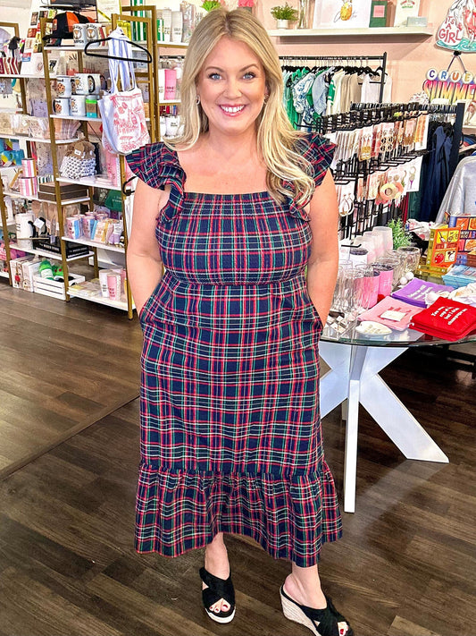 Chapman Plaid Ruffle Midi Dress The Happy Southerner 