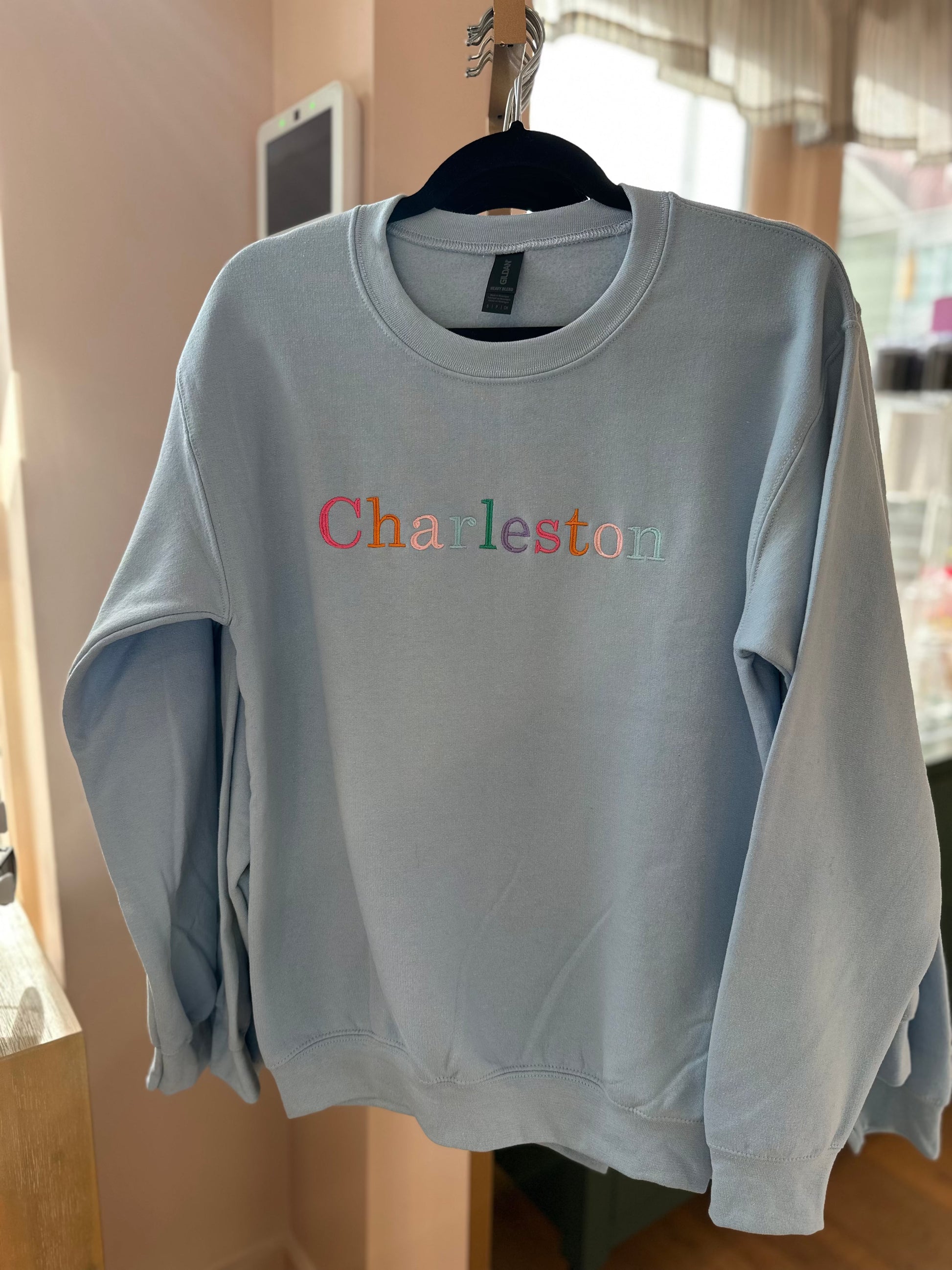 Charleston Embroider Sweatshirt - Blue The Happy Southerner 