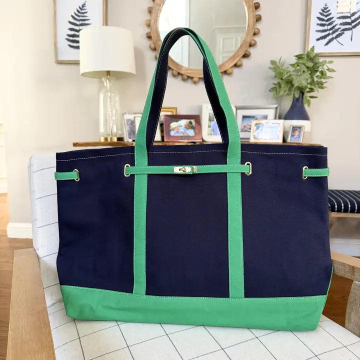 Charleston Extra Large Carryall Tote - Navy The Happy Southerner 