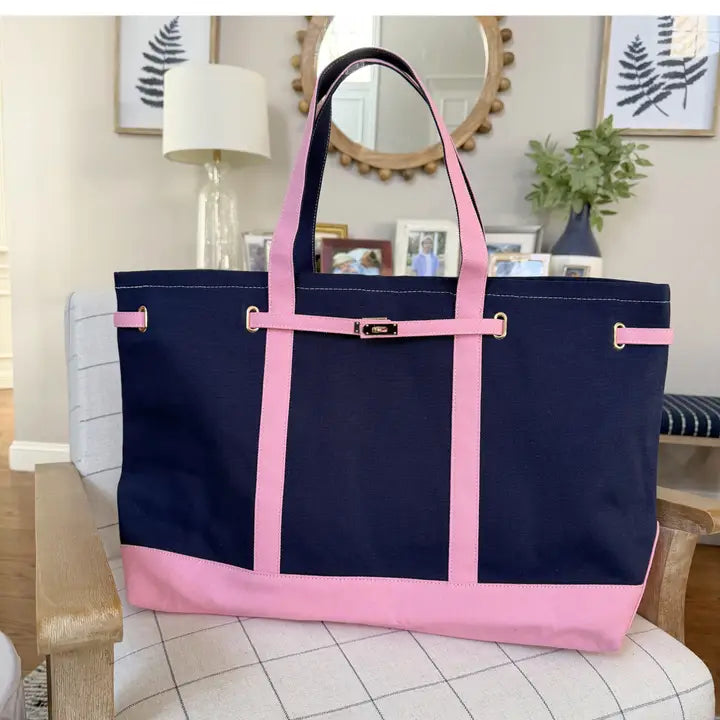 Charleston Extra Large Carryall Tote - Navy The Happy Southerner 